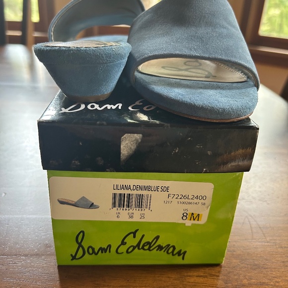Denim Blue Suede Sam Edelman Slides (8M) - Picture 1 of 5